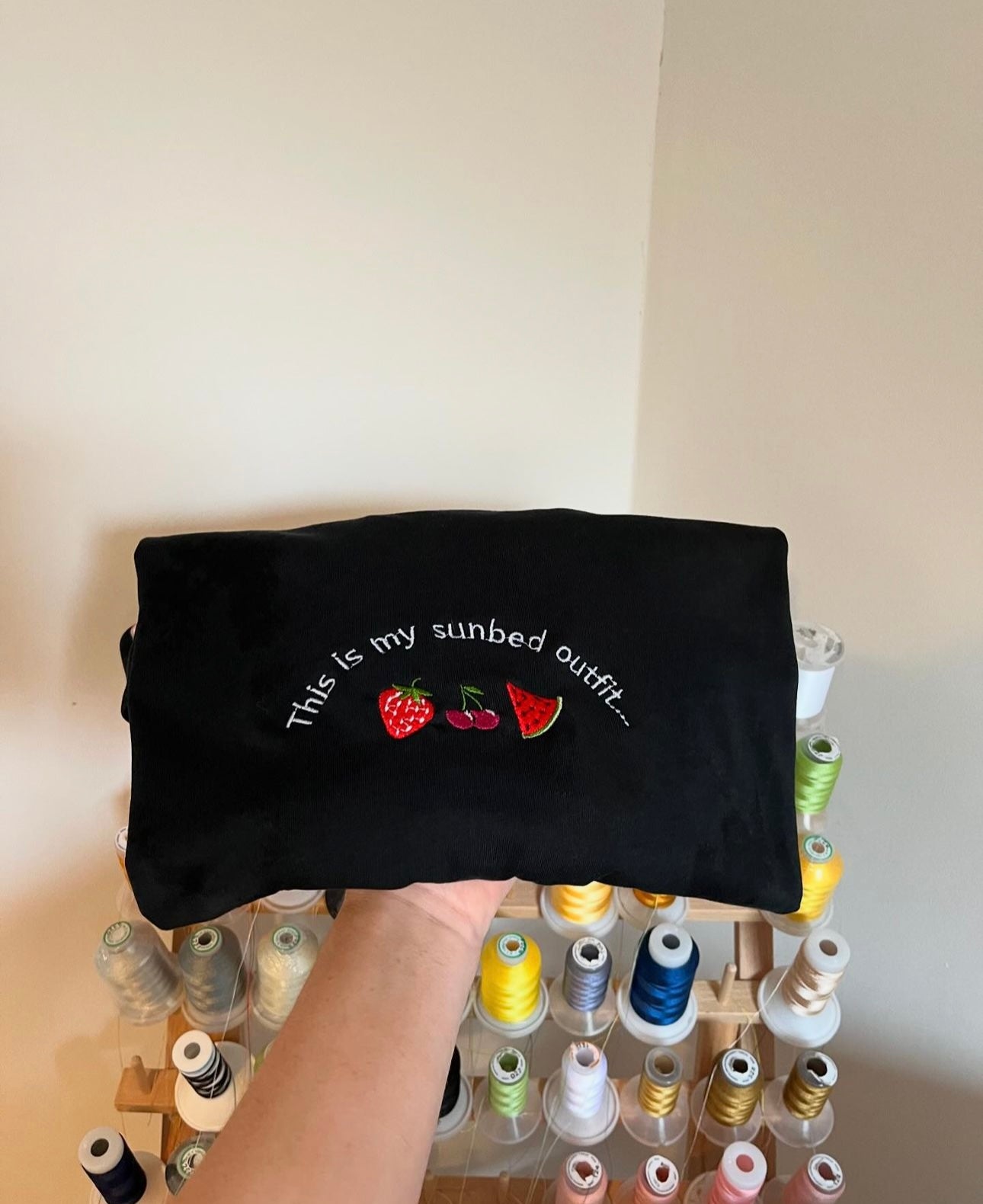 This is my sunbed outfit embroidered t shirt